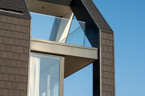 Modern architectural detail glass balcony