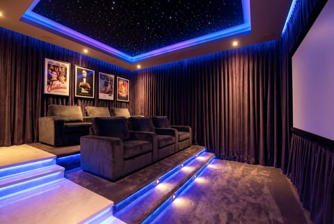 Home Theatre Gold Coast QLD | Integrated Powerhouse | Automated cinema room with premium AV setup, cinema seating, Northern NSW luxury entertainment systems
