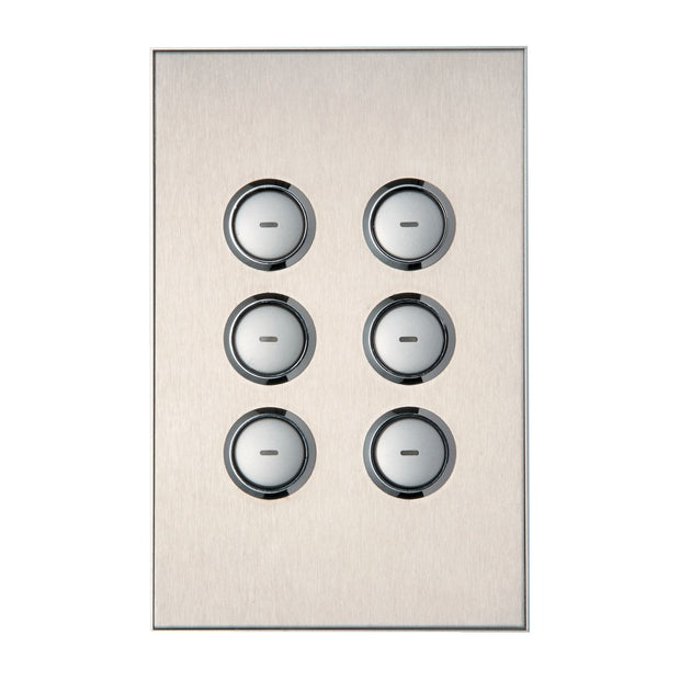 C-Bus Saturn 6-gang Wall Switch Stainless Steel