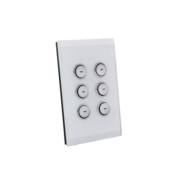 C-Bus Saturn 6-gang Wall Switch Pure White